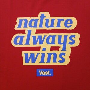 Vast Nature Always Wins Red Graphic Tee Medium Crewneck Short Sleeve Cotton